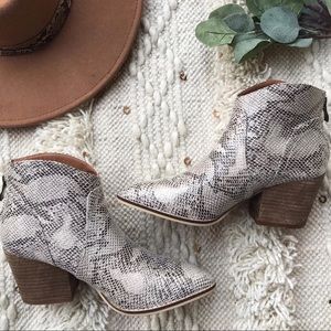 The Eden Snakeskin Pointy Toe Ankle Bootie